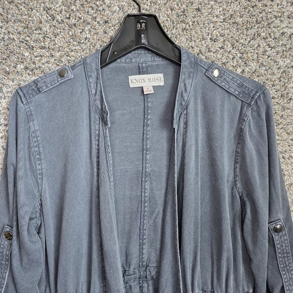 Knox Rose Jacket Womens Small Gray Open Front Button Tab Sleeve Casual - Picture 4 of 7
